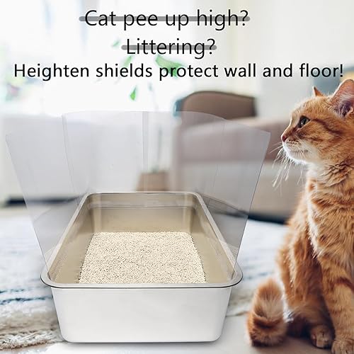 Miniatura 5 de YOILES 9 protectores para orina de caja de arena para gatos, transparente, fácil de limpiar, protector contra salpicaduras para bandeja de arena