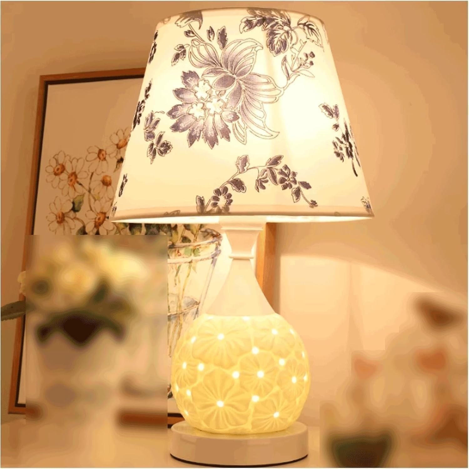 DFAEEKIYO Bedside Lamps Desk Lamp Ceramic Table Bedroom Creative 9.8X16.1in Reading Light