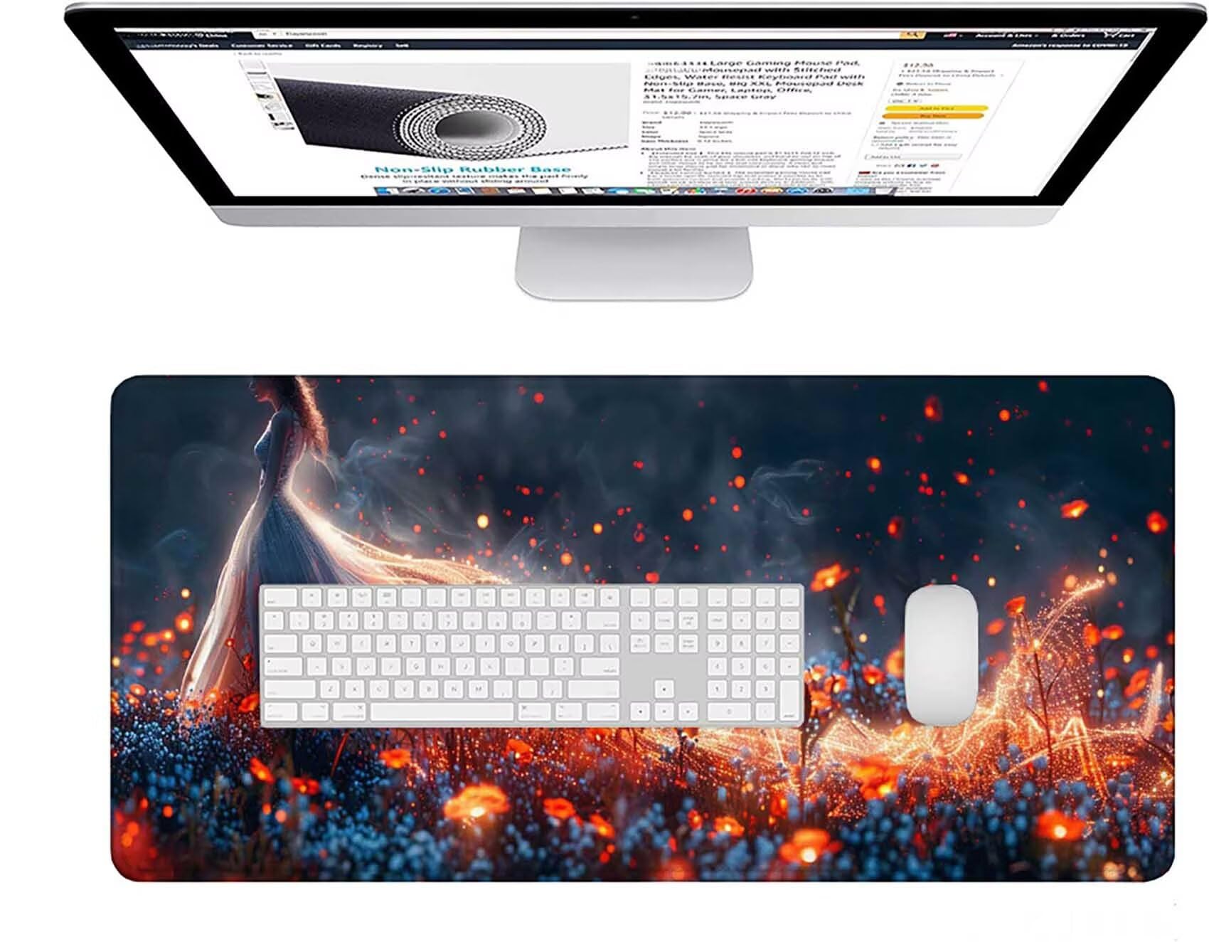 Szara podkładka pod mysz do gier XXL 1600 x 800 x 3 mm duża podkładka pod mysz XXL Dream Pad do klawiatury i biura, wysoka precyzja i prędkość, antypoślizgowa guma dla graczy akcesoria do gier w-3414