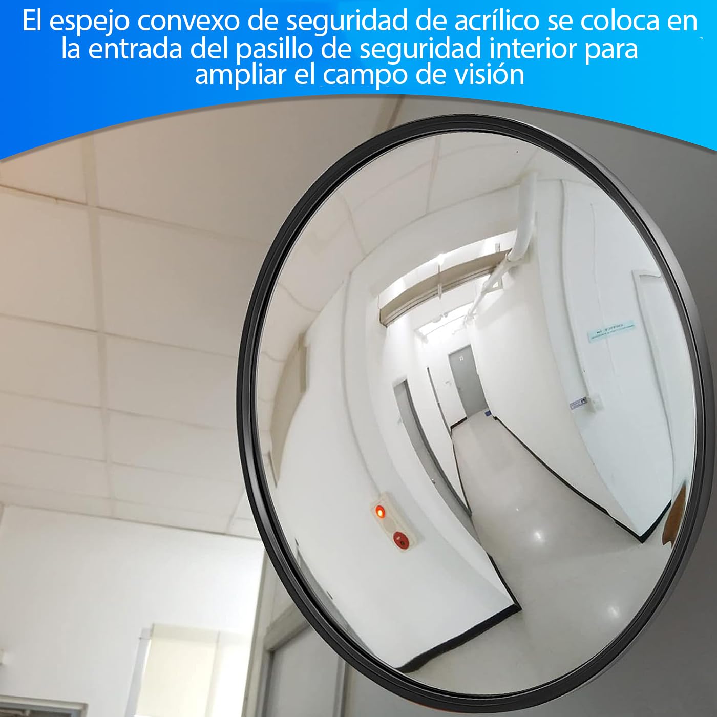 Espejo convexo negro de 60 cm – Espejo de tráfico ajustable para interior y exterior – Espejo acrílico gran angular para garaje, entrada, calle, almacén y oficina (60 cm negro)