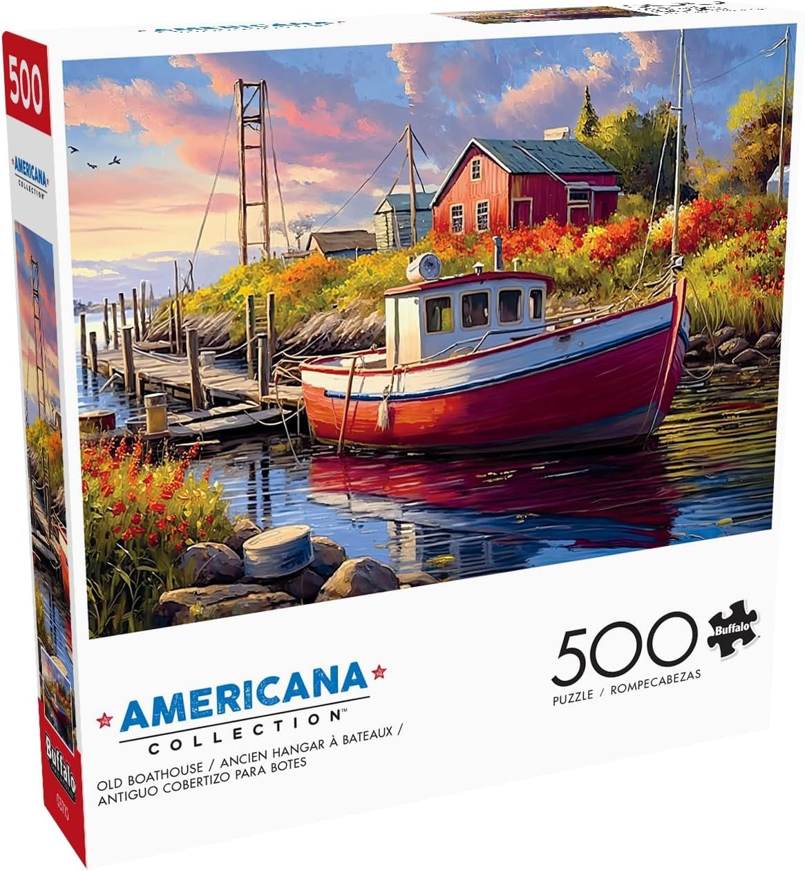 Buffalo Games - Old Boathouse - 500 Piece Jigsaw Puzzle for Adults Challenging Puzzle Perfect for Game Nights - Finished Size 21.25 x 15.00