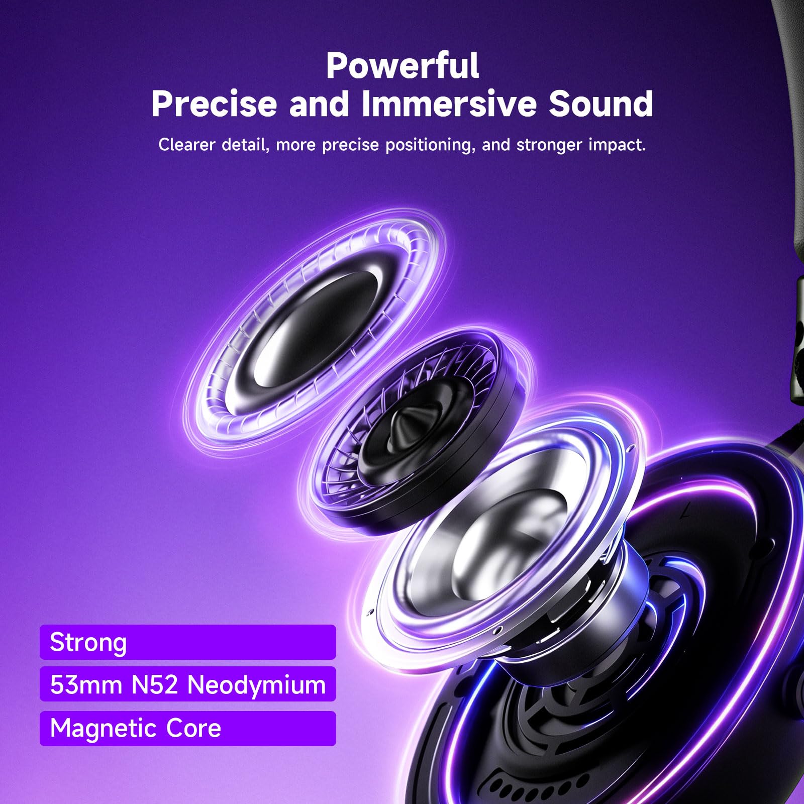 Akko Verge S9 Cuffie da gioco wireless, latenza ultra bassa, ultraleggere (270 g),driver da 53 mm,batteria da 250 ore, 2,4 GHz, Bluetooth, connettività cablata con microfono,per PS5, PS4 e PC- Nero