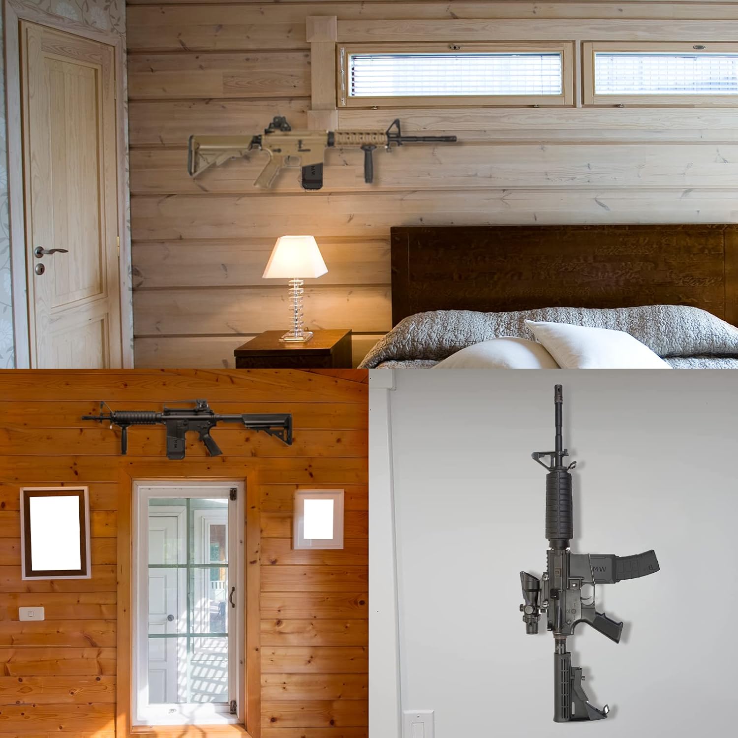GMW Rifle Gun Rack with Metal Insert, Gun Wall Mount, Rifle Holder Wall Rack Runner Mount for 223/5.56 Rifles, Vertical and Horizontal Wall Mount for Rifle Display, Rifle Gun Mount for Wall