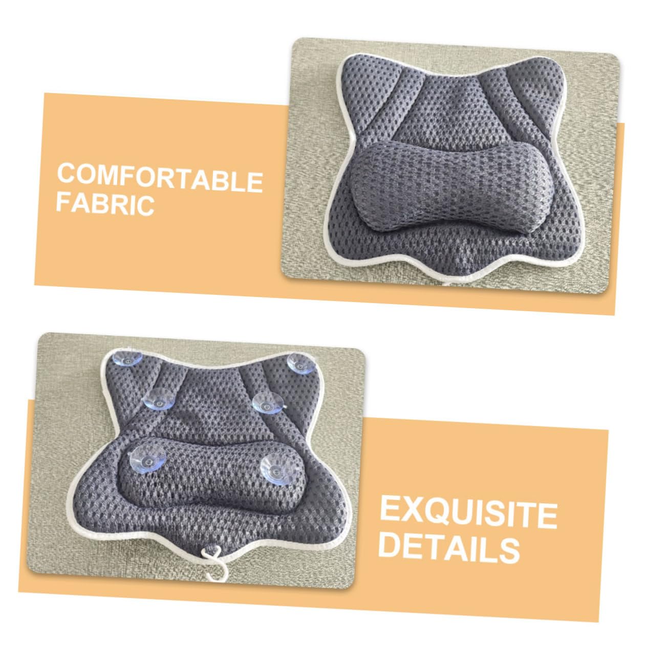 TOVINANNA Ergonomic Bathtub Pillow Suction Cup Neck Head Pillow for Bathtub for Tub