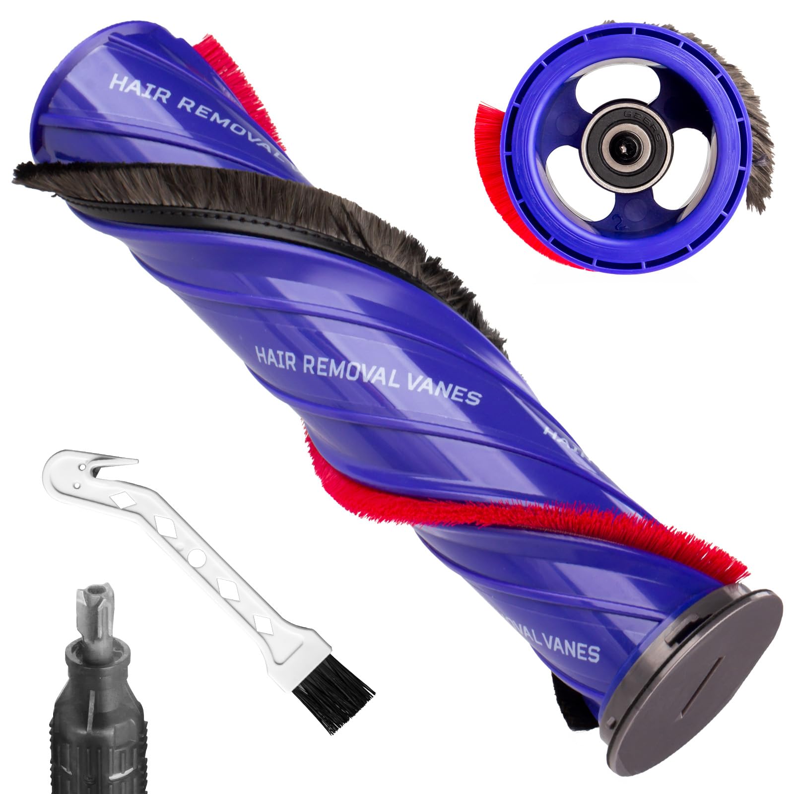 Upgrade Brush Roller for Dyson Anti-Tangle V8/V10/V11 Direct Drive Cordless Vacuum Head Attachments, for Dyson Roller Brush Part No. 972500-01, Reduces Hair Wrapping (3 Prong, tip is 4.85 cm)