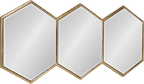 Miniatura 2 de Kate and Laurel Royce Modern Glam - Espejo de pared con trío hexagonal, 30 x 14, dorado