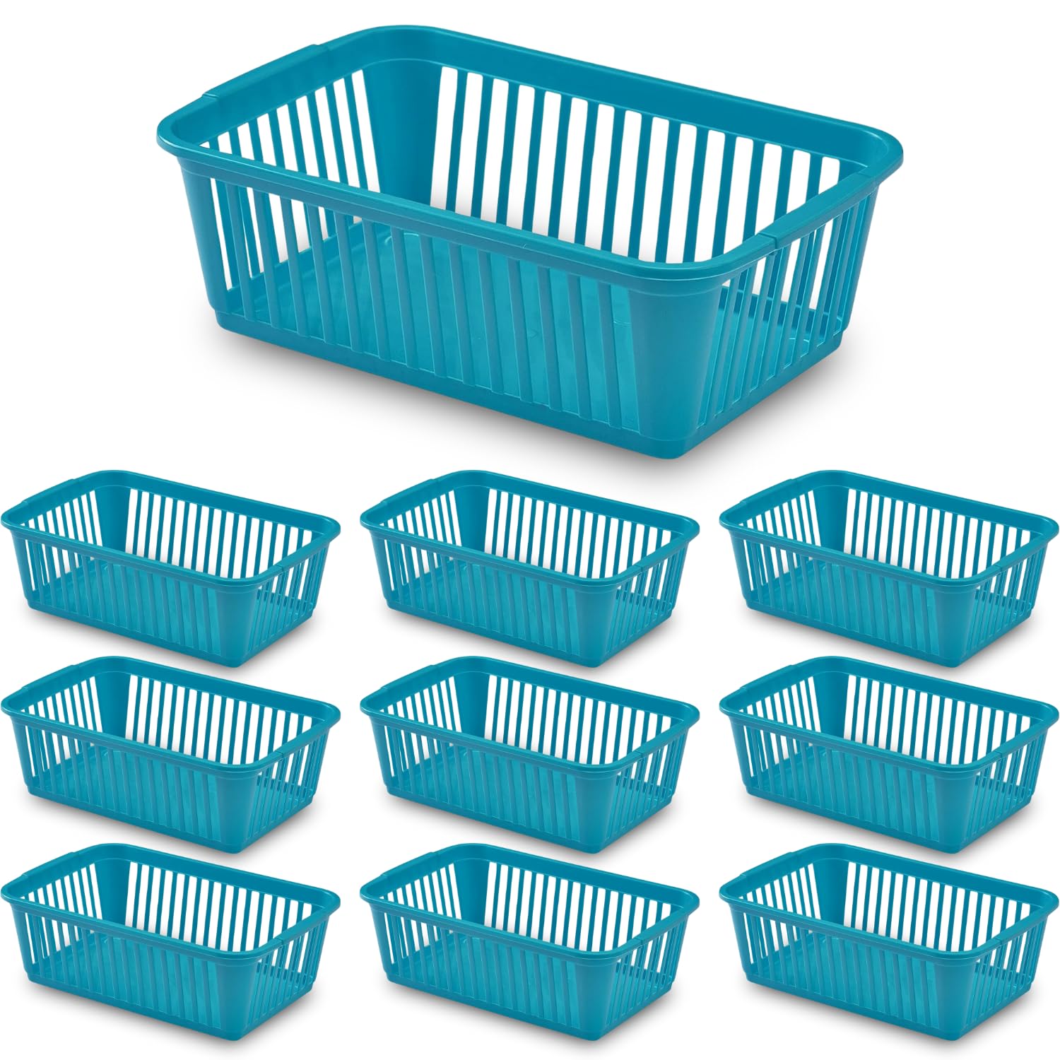 25cm Little Plastic Handy Baskets for kitchen Mini Size Storage Basket (Teal, Pack of 10)
