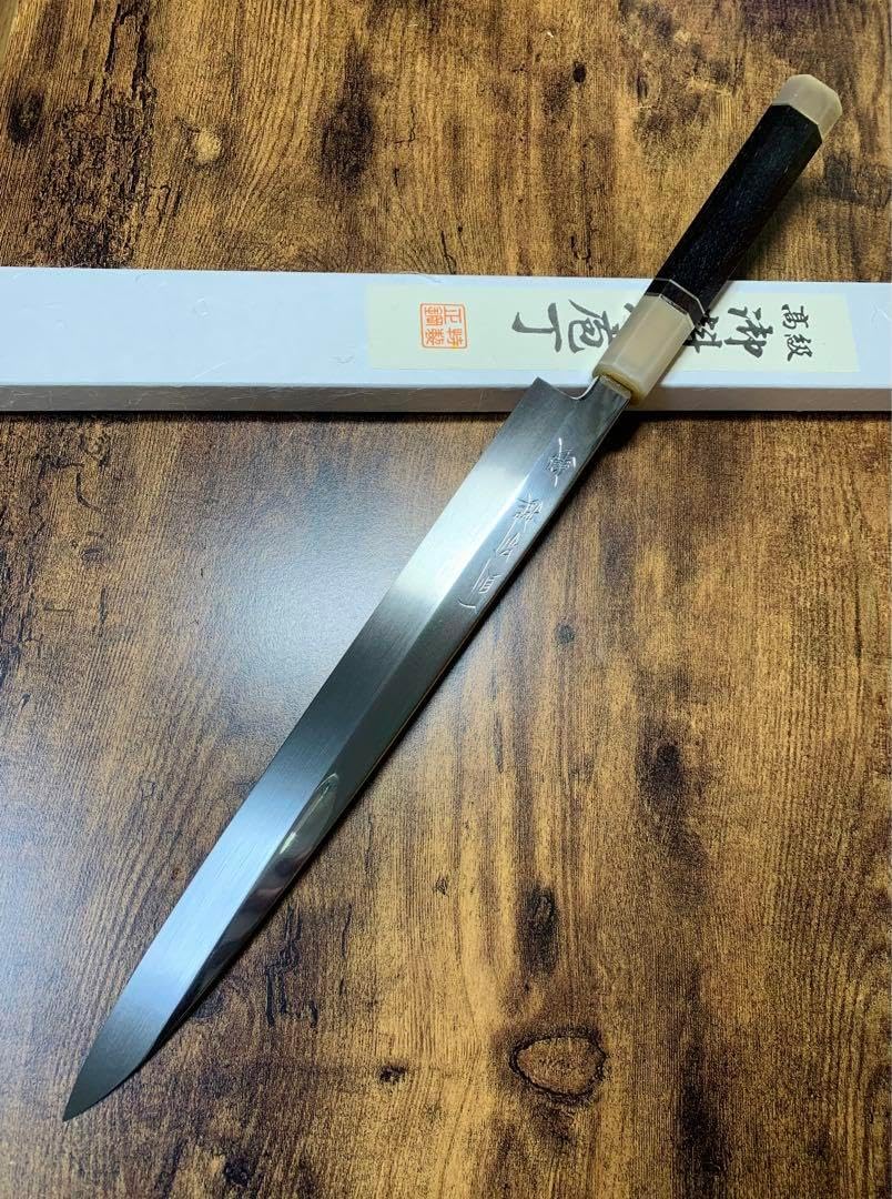 堺刃物 一則別選 刺身 柳刃 本焼 VG10鋼 包丁 鏡面 尺 黒檀両水牛柄 堺刃物 一則別選 刺身 柳刃 本焼 VG10鋼 包丁 鏡面 尺 黒檀