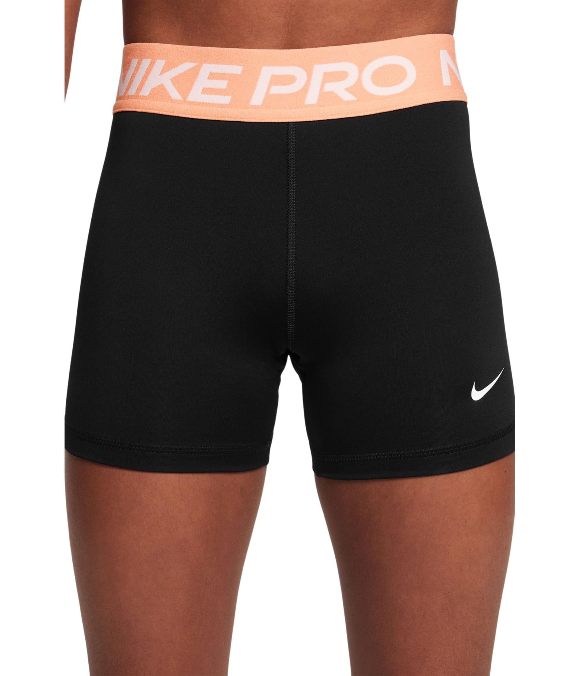 Nike Kids Pro Shorts (Little Kids/Big Kids) Black/Apricot Agate/White Large Big Kid