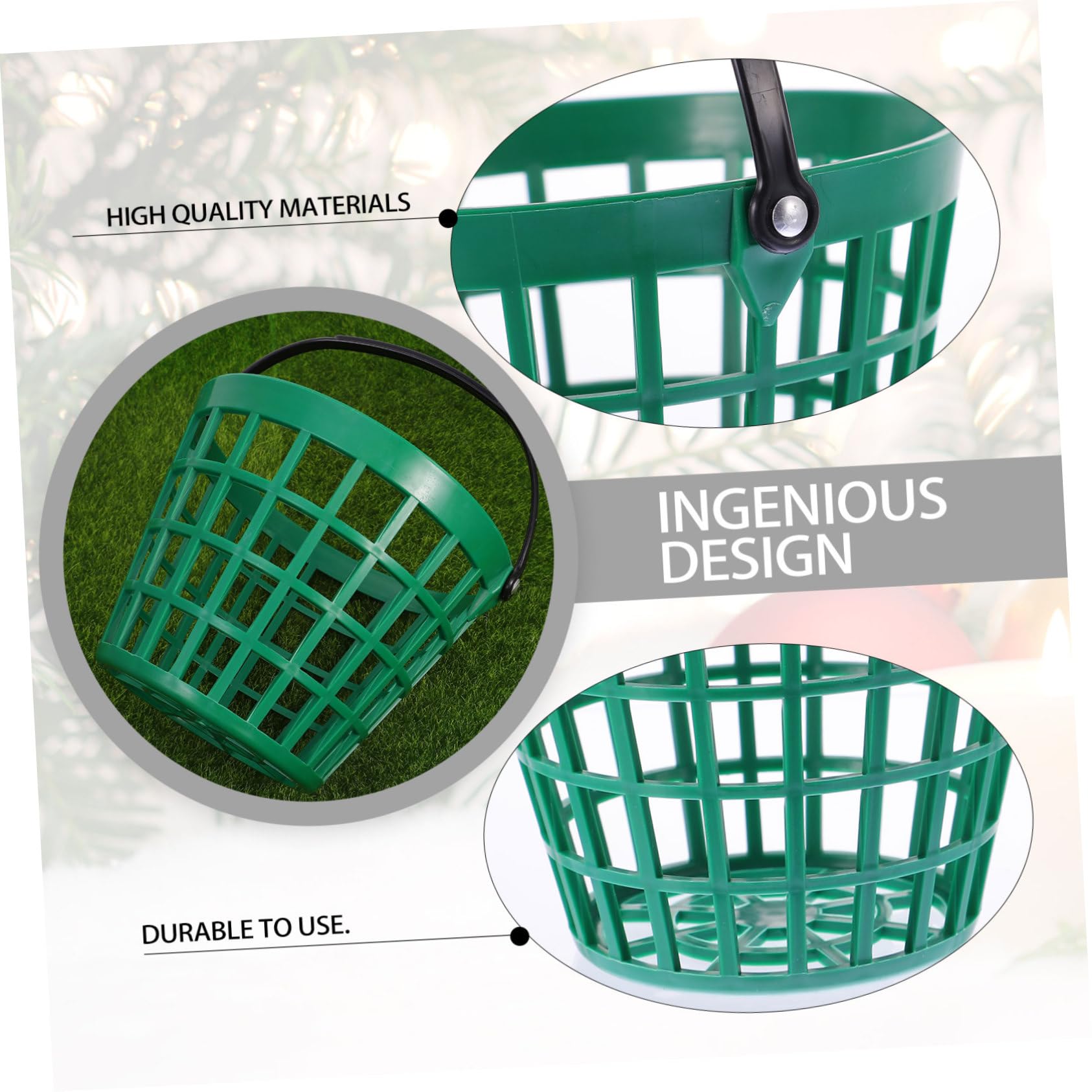 BESPORTBLE 2 Pièces Panier de Golf en Fil Métallique Vert Balle en Nylon