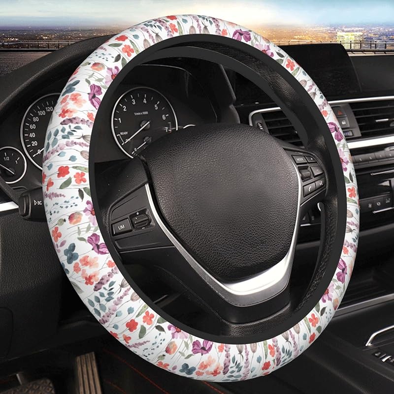 Capa para volante MOLIAN com estampa Nature Flowers, 38,1 cm, para carros, SUVs e caminhões, 1 unidade