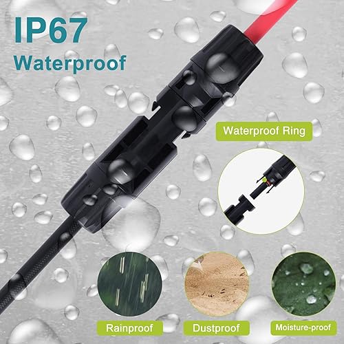 Miniatura 3 de Brightfour Conectores de panel solar Y rama 30A, divisor solar 10 AWG, conectores paralelos de panel solar 1 a 2 cables Kit de herramientas de