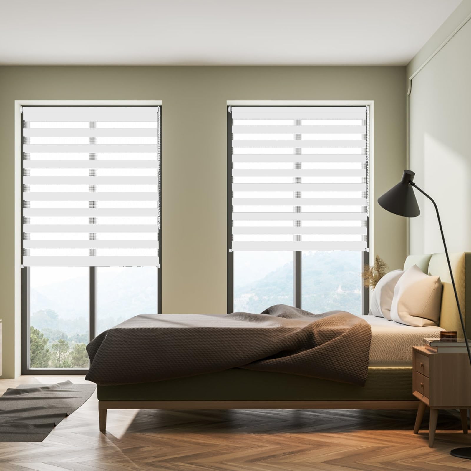 Doppelrollo Klemmfix Ohne Bohren 32 x 190 cm Fenster Rollos für Innen Klemmrollos Ohne Bohren mit Privatschutz UV Duo Rollo Fensterrollo für Fenster & Türen, Weiß