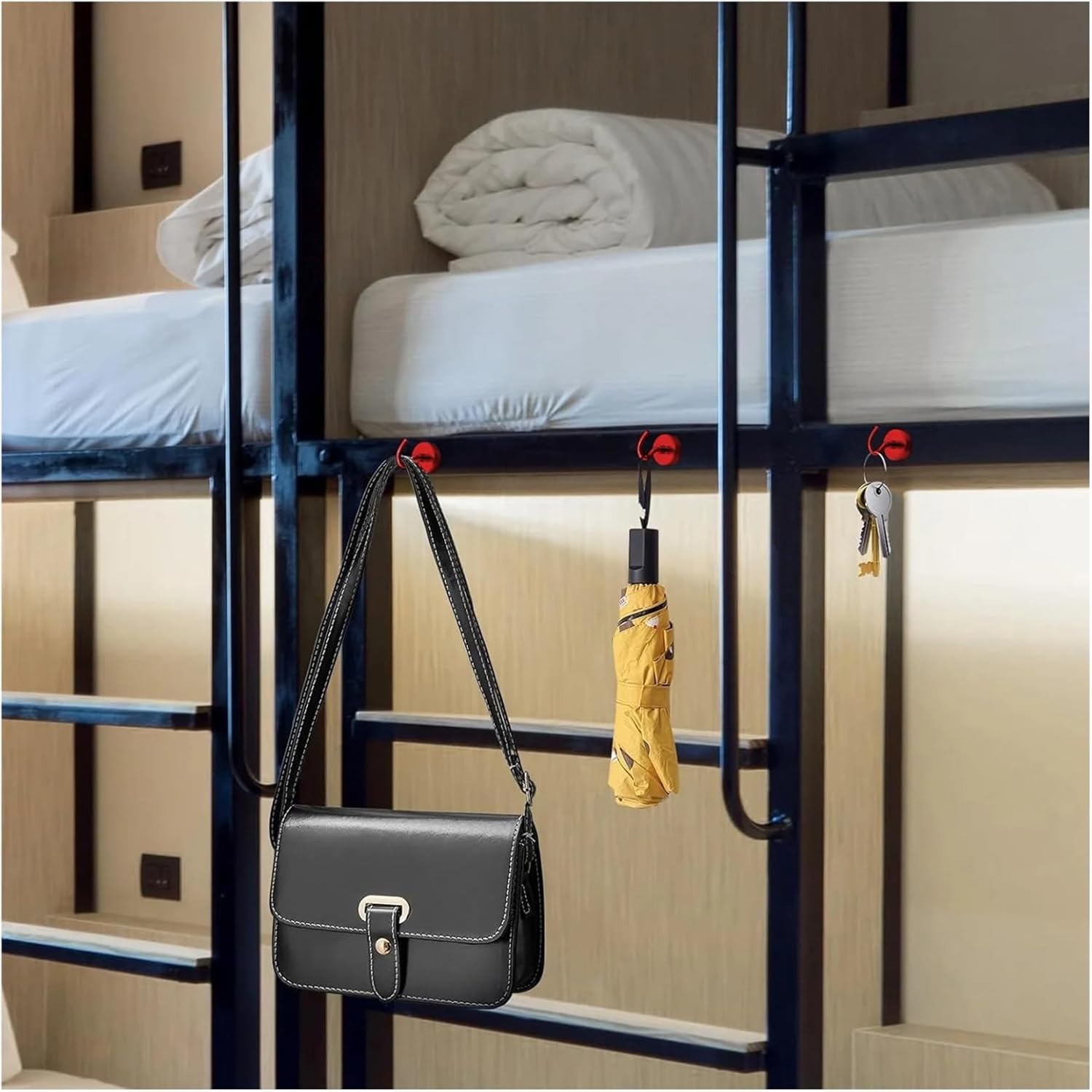 6/9P Magnetic Hooks，Compatible for Cruise Cabins, 25lbs Classroom, Professional-Grade Magnets with Hanging(9P-D16-BK)