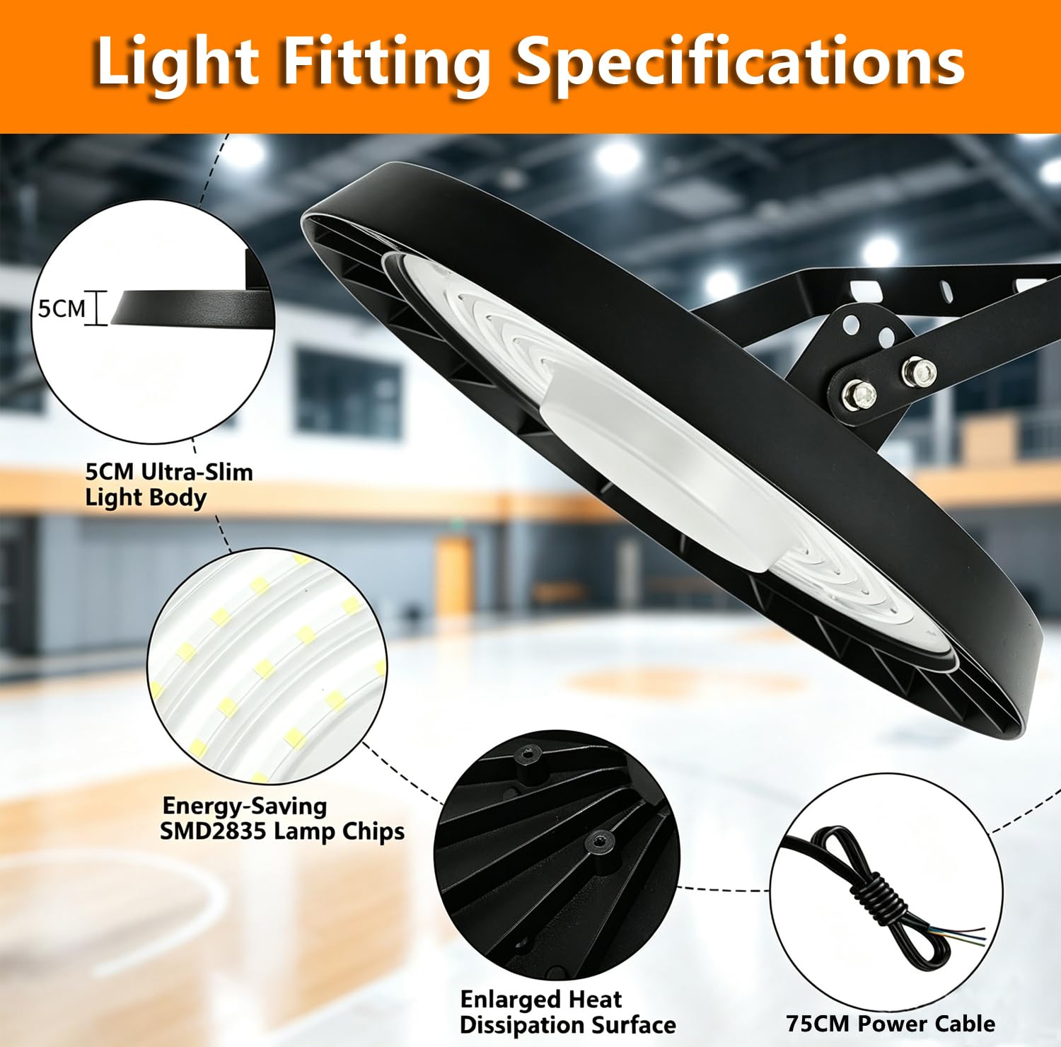 6PCS 100W Hallenstrahler LED 10000LM 6000K, Hallenleuchte für Werkstatt | Kaltweiß UFO Industrielampe mit Geringem, IP65 Aluminiumgehäuse,UFO LED High Bay für Lager Fitnessstudio Patio Garage