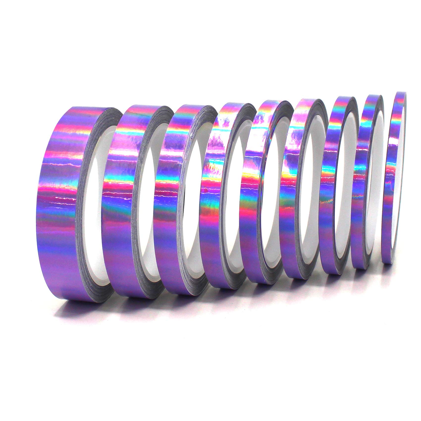 Finest Folia 10 metri strisce decorative olografiche artigianato mobili auto moto modellismo decorazione strisce decorative strisce adesive autoadesive fai da te (Ologramma viola, Larghezza 10mm)