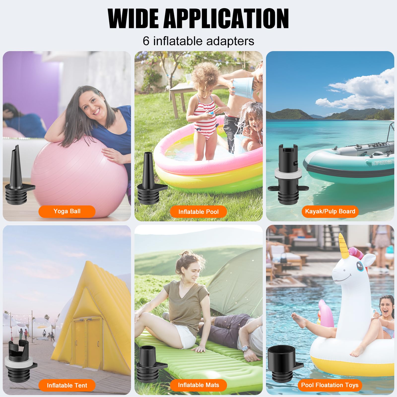 SUP Pompa Gonfiabile Elettrica, 12000 mAh, Ricaricabile, Gonfiabile/Sgonfiaggio con 6 Ugelli e Cavo di Ricarica Accendisigari per Lavagne, Kayak, Materassi
