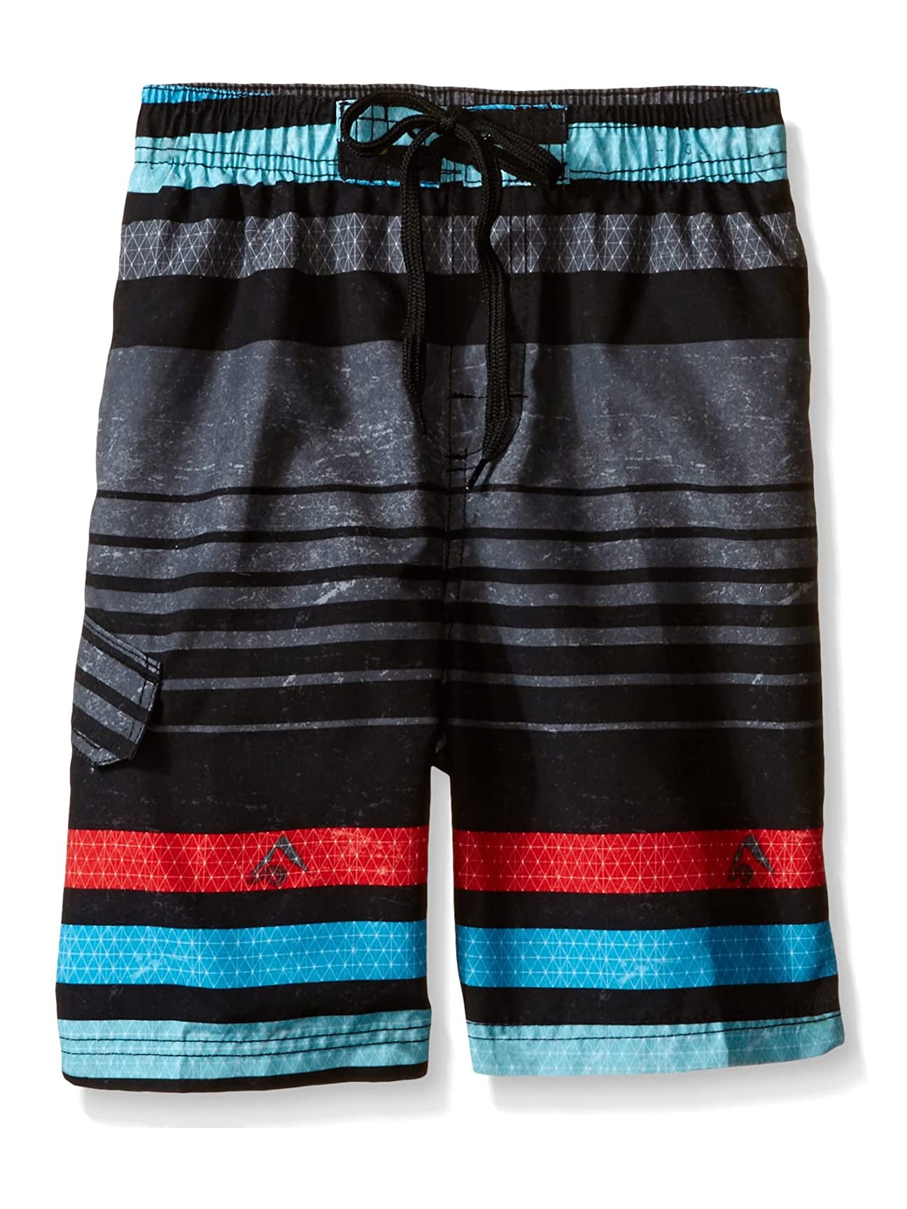 kanu surf Big Boys' Echo Stripe Swim Trunk, Black, Medium (10/12)-picture-30