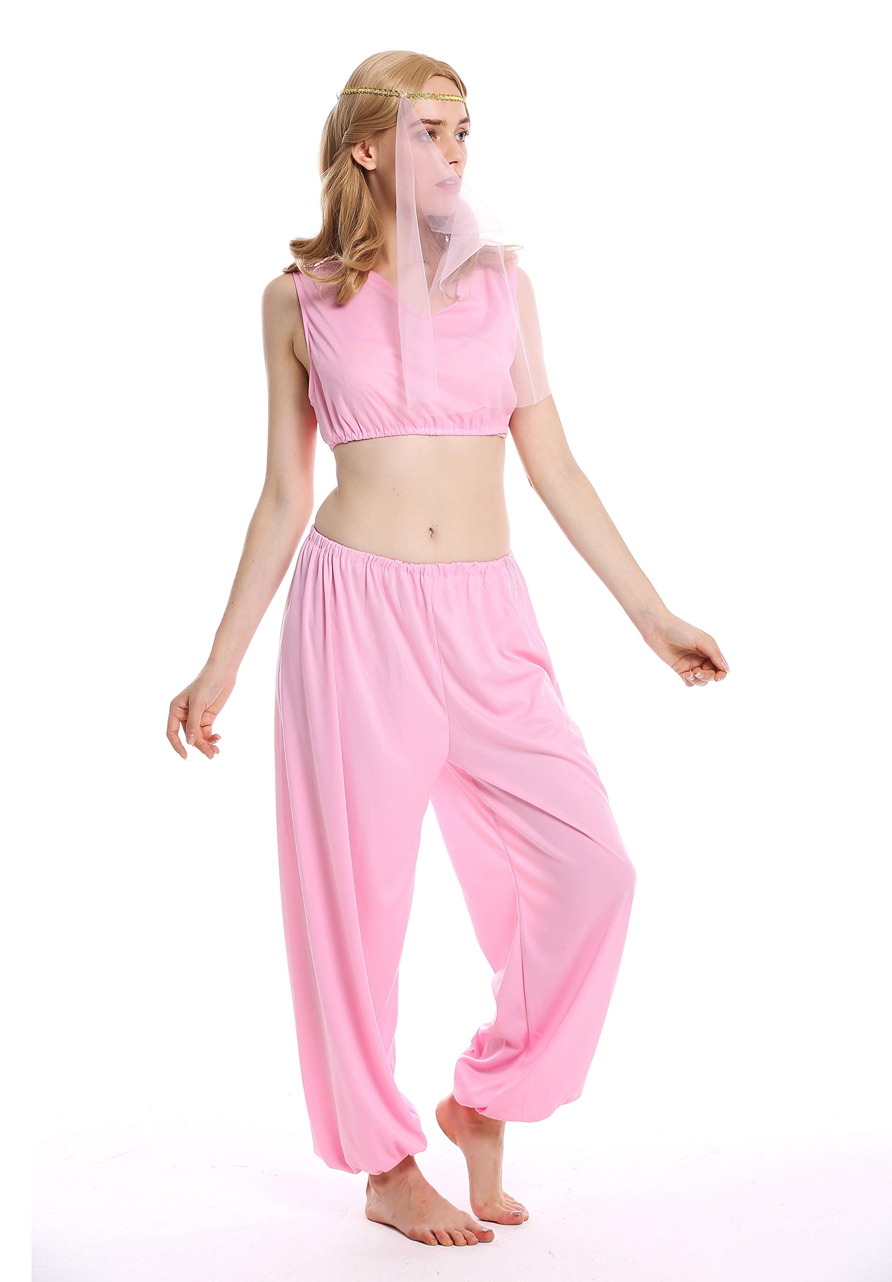 dressmeup - W-0206-M/L Lady Woman Costume Fancy Dress Halloween Arabian Nights Odalisque Belly Dancer Djinn Size M/L