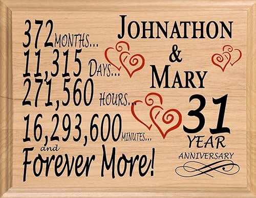 Miniatura 57 de Placa de regalo personalizada para el primer aniversario, regalo de boda para esposa, marido, pareja, él, ella, madera maciza, fabricado en los