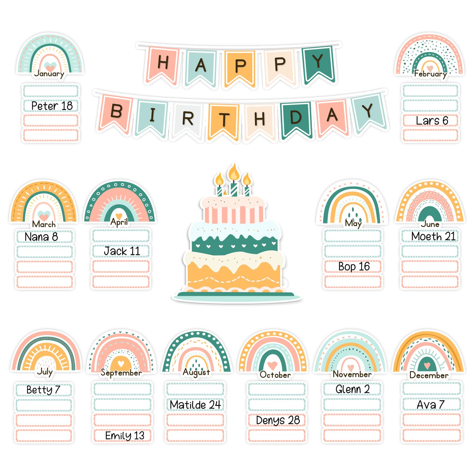 EAMAY Happy Birthday Boho Rainbow Bulletin Board Set for Classroom (Boho Rainbow)