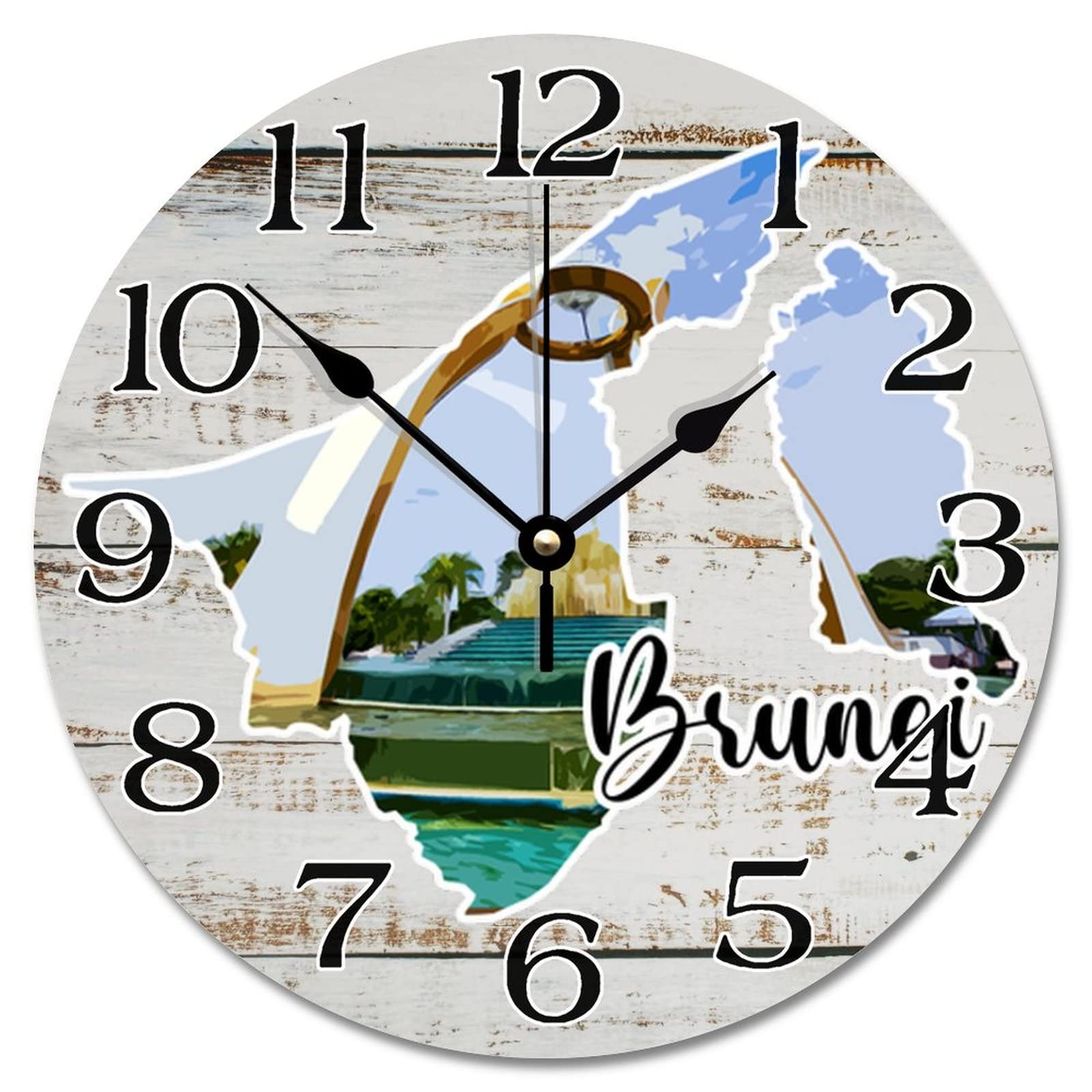 Horloge murale analogique en bois Brunei de 30,5 cm pour intérieur chic