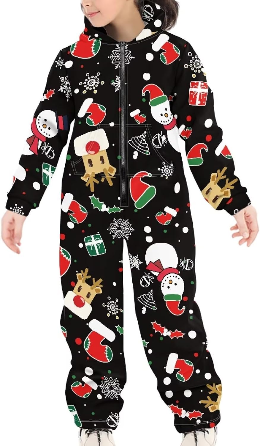 Girls' Jumpsuits & Rompers Size 6-16T Christmas Party Jumpsuit for Little Girls Casual Long Sleeve Costume