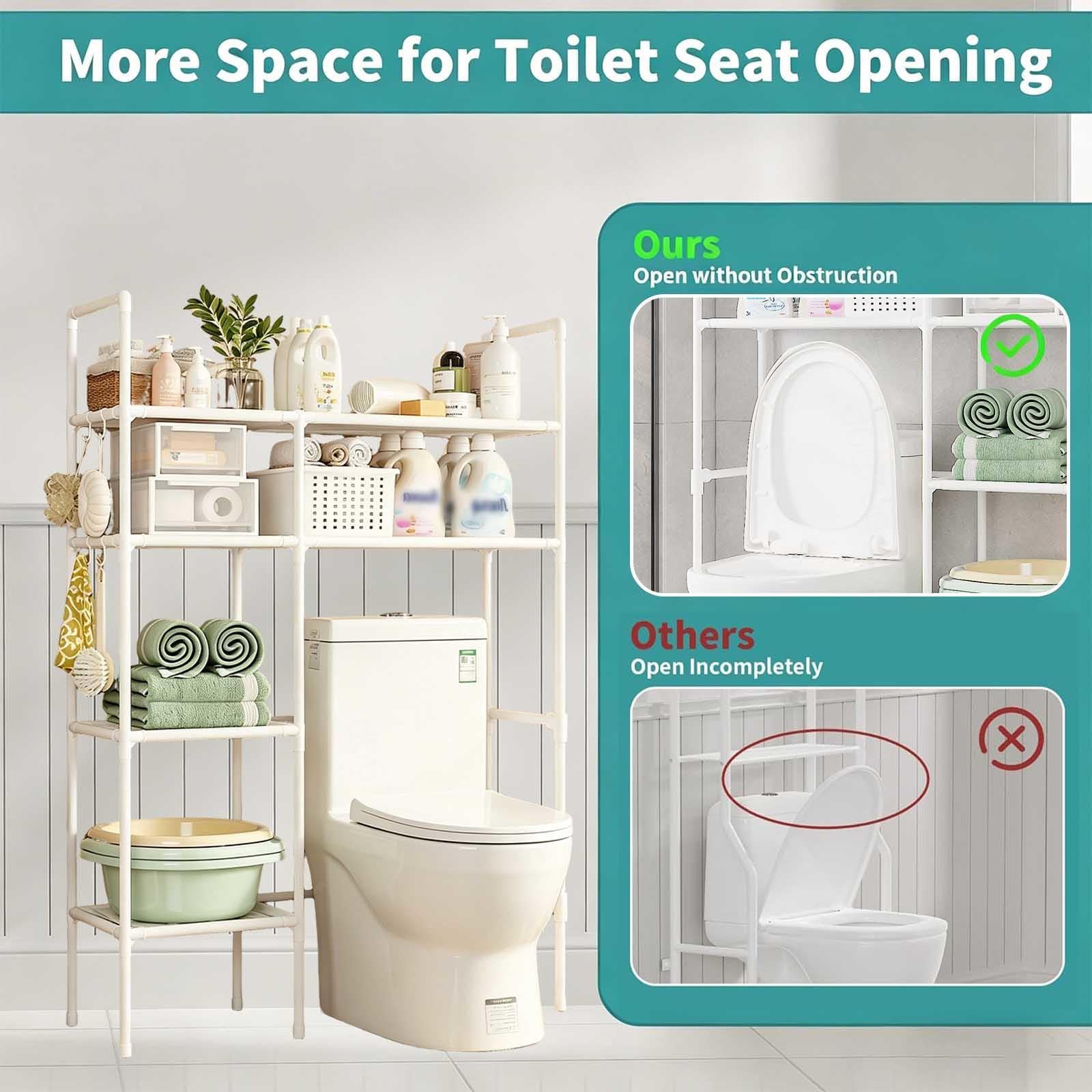 Scaffale Sopra WC Salvaspazio, Scaffale Sopra Il WC Impermeabile Mobile Bagno per Piccoli Spazi,White-5Tier