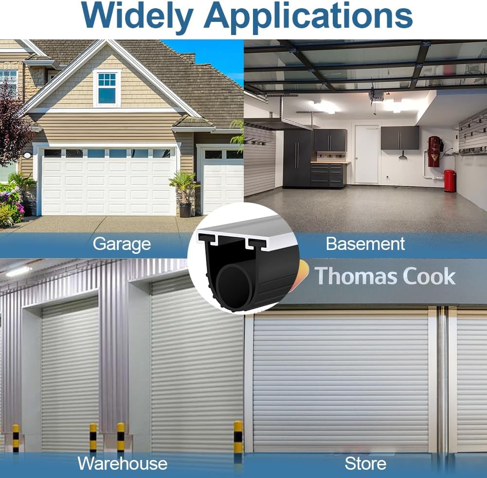 Garage Door Seals Bottom Rubber, zxbaers 10 Ft Universal U+O Weatherproofing Garage Door Weather Stripping Bottom Seal Replacement Fits Most Standard Garage Doors, Easy Installation