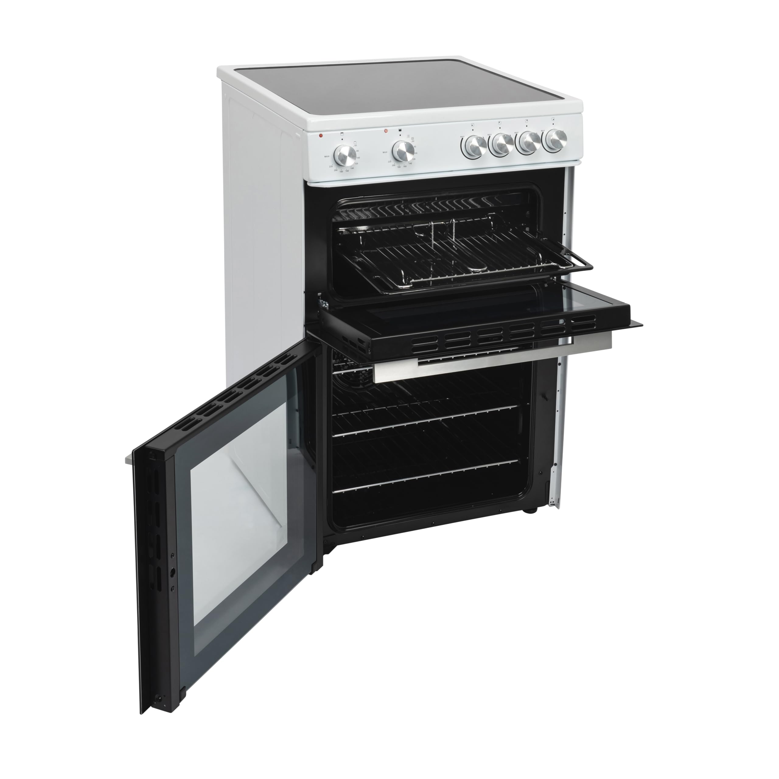 Willow WT60CCW 60cm Electric Cooker with Ceramic Hob, Twin Cavity, 31L Electric Grill, Freestanding - White — view 7