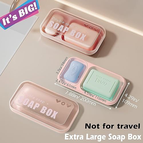 Vista 8 de Jabonera autodrenante extra grande de doble ranura - para baño, ducha, bañera y fregadero, se adapta perfectamente a las barras de champú y Azul