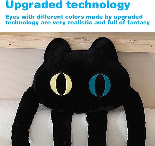 Miniatura 4 de Almohada larga de felpa con diseño de gato negro de 39 pulgadas, lindos animales de peluche Kawaii suaves, juguetes de peluche grandes, regalo para