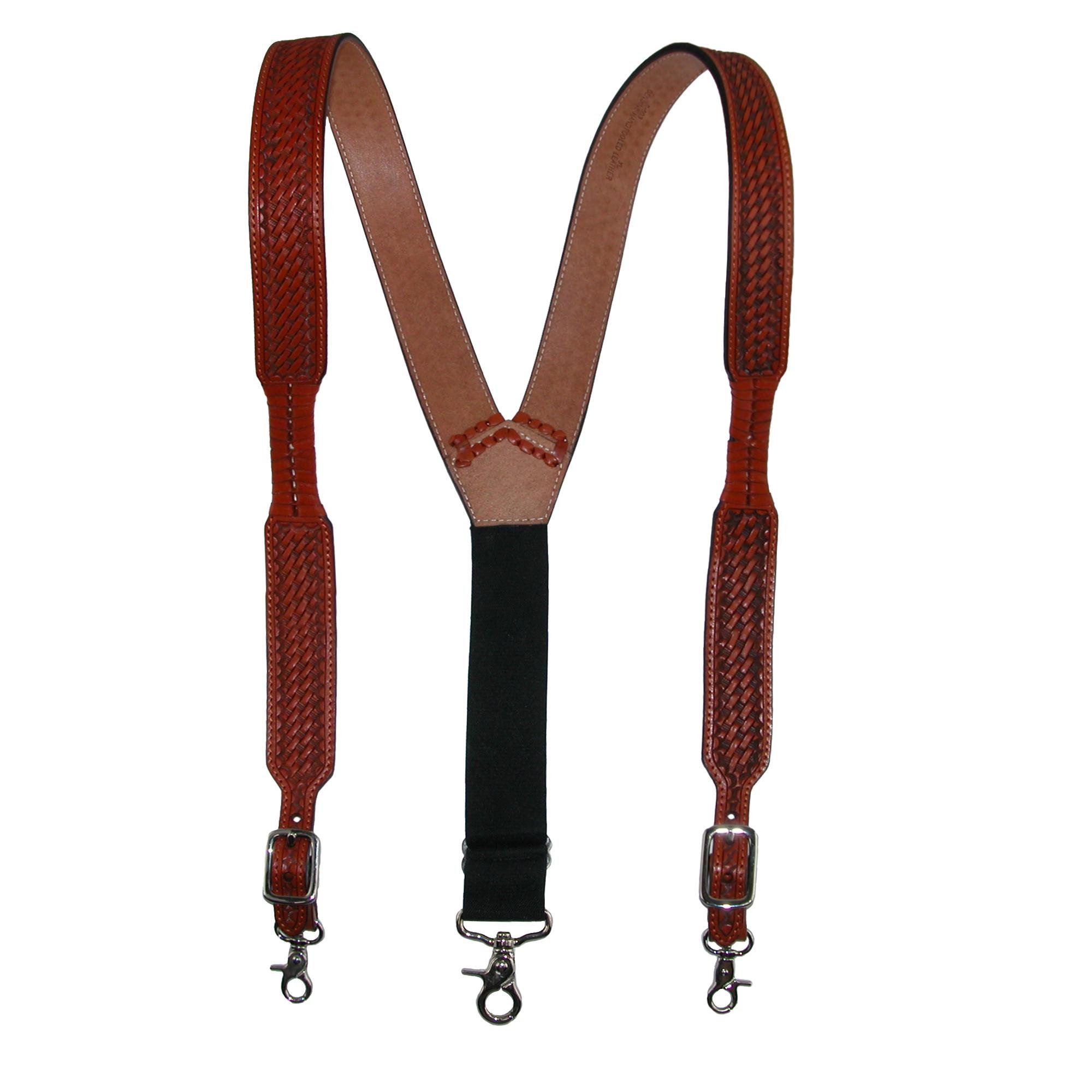 3 D Belt Company Men's Big & Tall Leather Braces with Metal Swivel Hook Ends, Natural