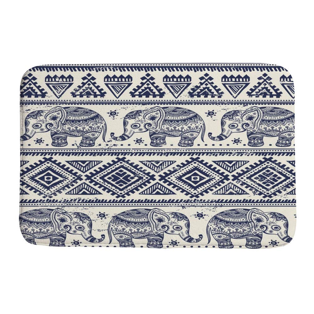 Tapis de bain pour la douche au motif éléphant rétro doux et épais