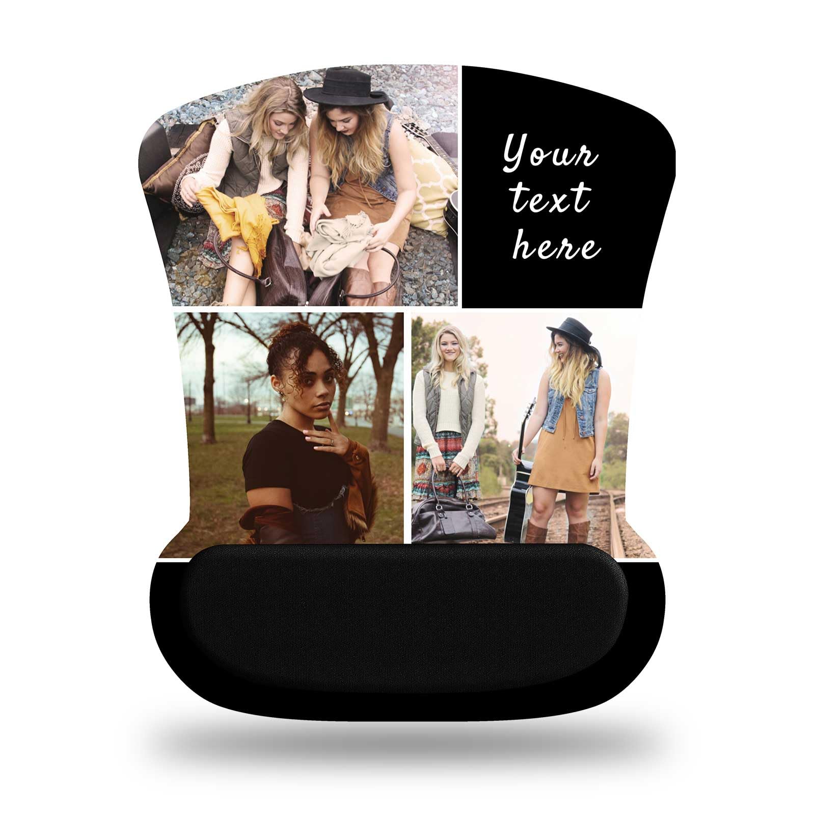 Naispanda Personalised Mouse Mat with Memory Foam Rest Custom Mouse Pad with Wrist Support (Square, 3 Photos)