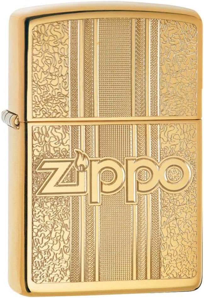 Zippo and Pattern Design High Polish Brass Windproof Pocket Lighter, Without Fuel and Gas