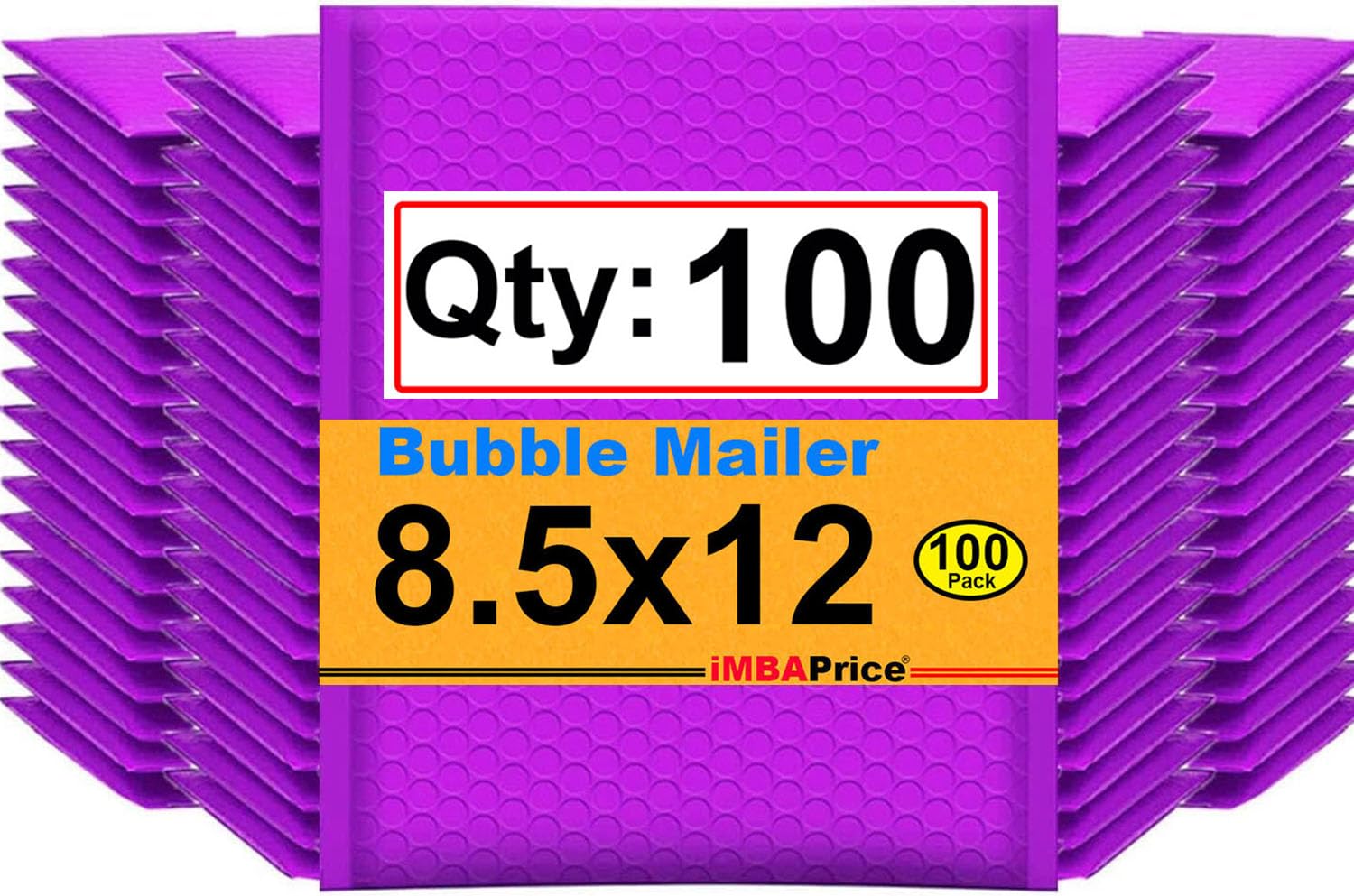 iMBAPrice 8.5x12 Inch Purple Poly Bubble Mailers, 100-Pack – Self-Seal Padded Shipping Envelopes, Waterproof Bubble Bags for Books, Cosmetics,
