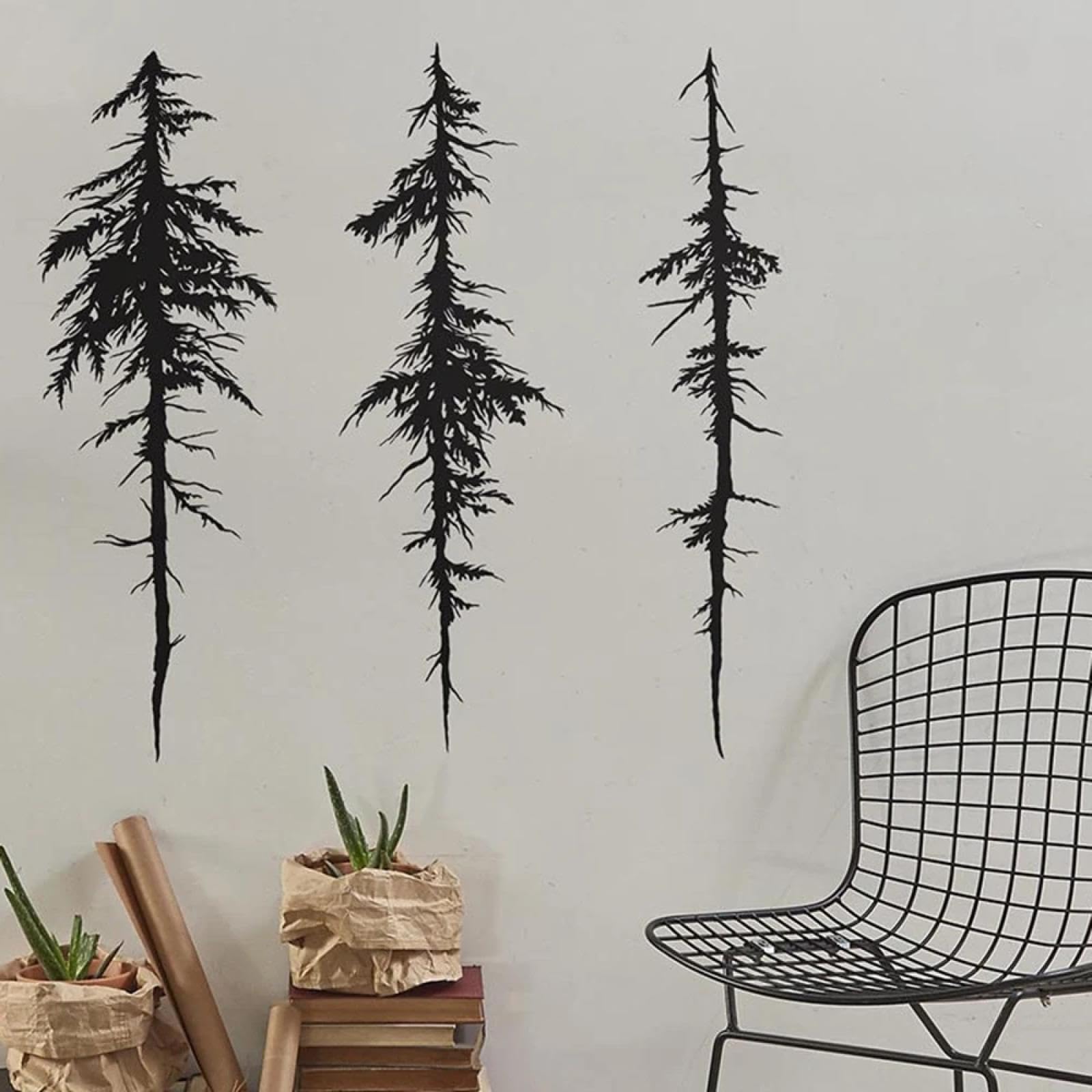 Youousi Black Jungle Animal Woodland Wall Decals, Tree Forest Bedroom Teen Room Playroom Children's Room Art Decals