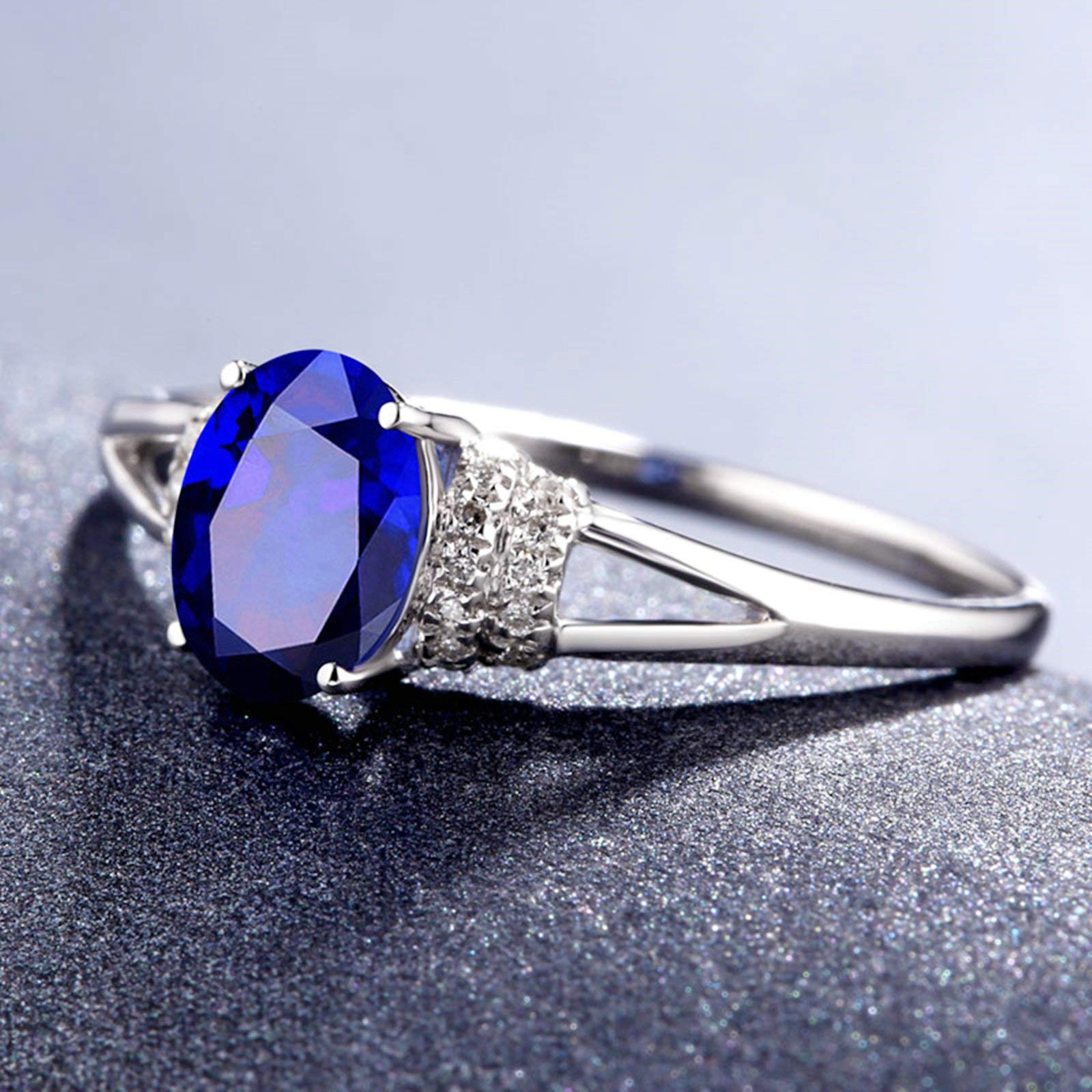 Beydodo Obrączki ślubne 750 białe złoto niebieskie owalne szafir 0,62/0,97/1,36/2,22 ct pierścionek zaręczynowy diament białe złoto dla kobiet e 18 karatów (750) białe złoto, 45 (14,3), colore: 2.22ct, cod. TLLWGZ2743