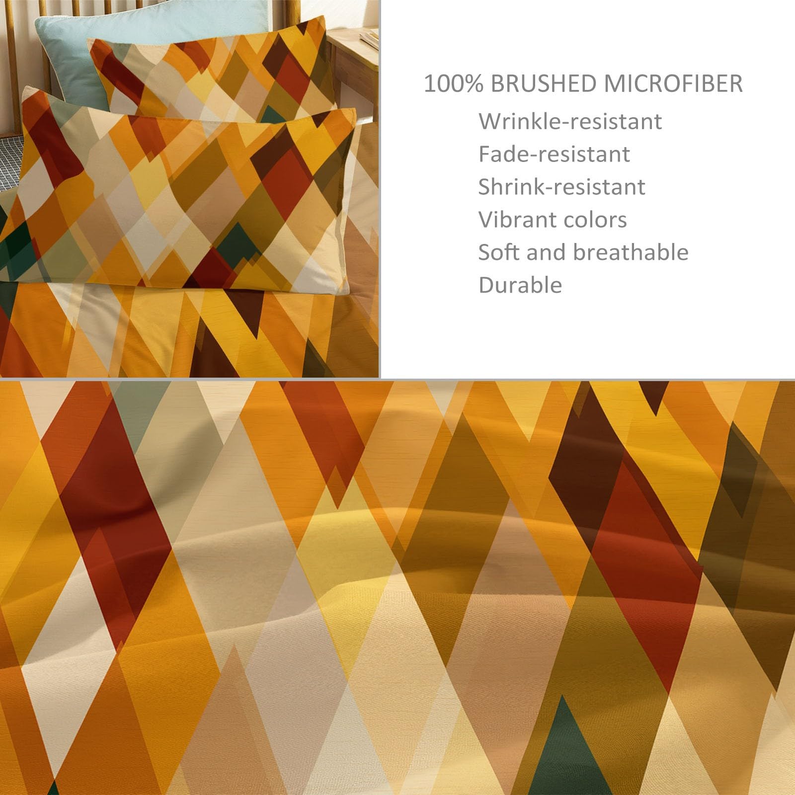 Abstrakcyjna, geometryczna, nowoczesna, minimalistyczna poszwa na kołdrę, szczotkowana mikrofibra, pomarańczowa pościel dla dzieci, chłopców i dziewczynek, dwustronna poszwa na kołdrę 240 x 220 cm z 2