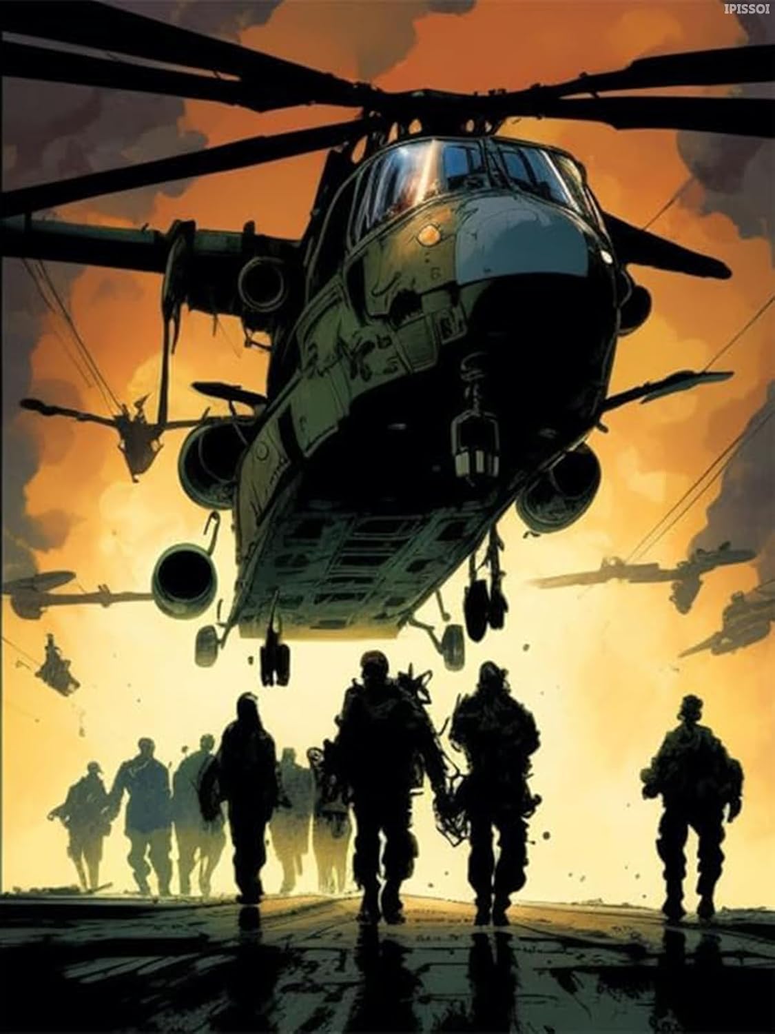 IPISSOI Diamond Painting Kits for Adults, Helicopter 5D DIY Diamond Art Kits Full Drill Diamond for Gift Wall Decor Gem Arts 12x16 inch