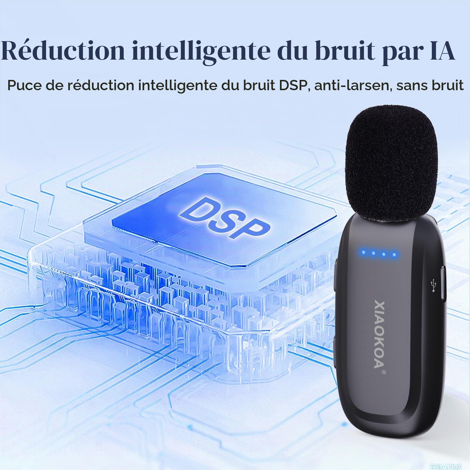 Microphone cravate sans fil 2,4 G avec amplificateur de voix, pour