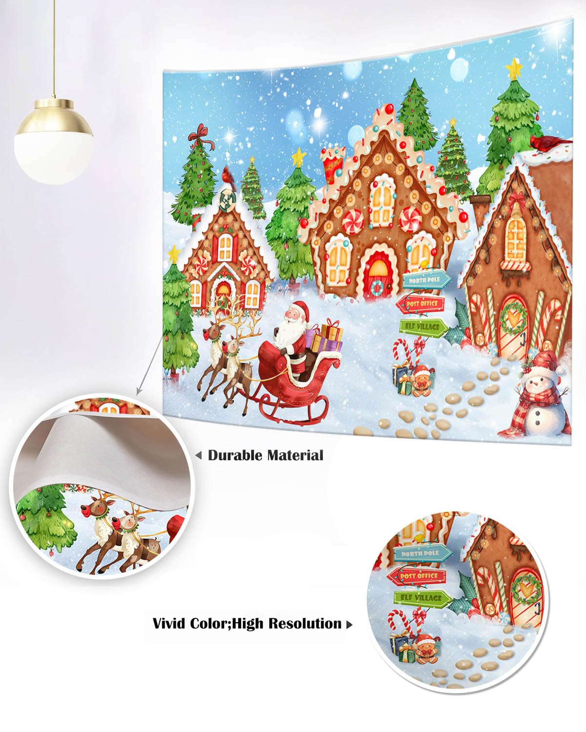 Christmas Forest Candy House Photography Background Candyland Winter Snowflake Gingerbread Xmas Party Decorations Backdrop Winter Merry Xmas Newborn Baby Shower Birthday Party Background (9X6FT