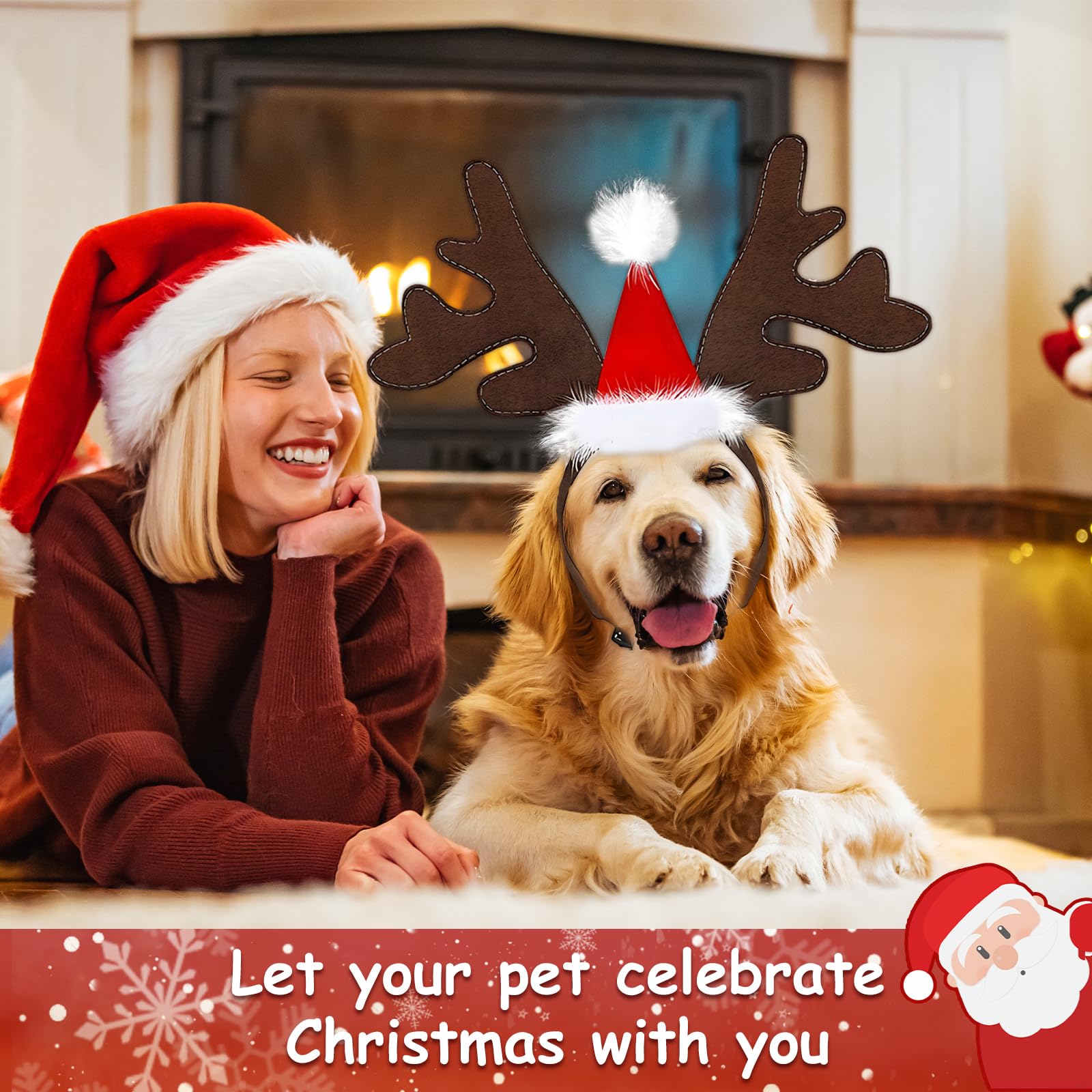 2 Stück Rentier Geweih Stirnbänder Für Hunde - Weihnachts-Haarschmuck Mit Verstellbarem Band