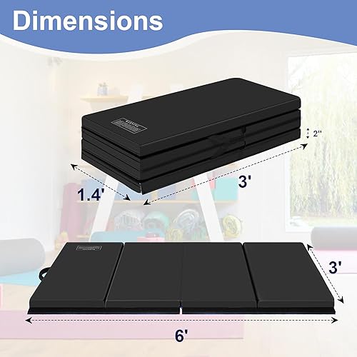 Miniatura 5 de Polar Aurora Colchoneta de gimnasia plegable gruesa de 3 x 6 x 2 pulgadas para ejercicios aeróbicos, esterillas de yoga