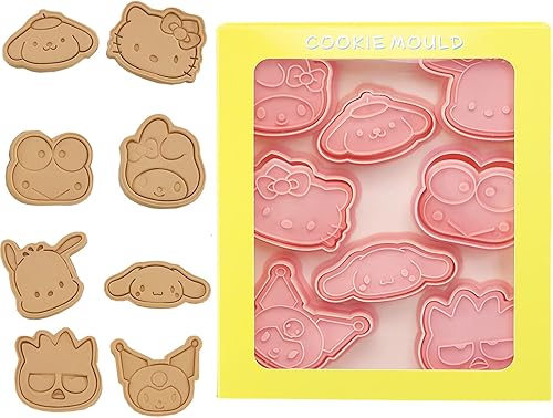 Miniatura 1 de Juego de 8 cortadores de galletas con dibujos animados en relieve de gatitos, melodía de gato, kawaii, cortador de galletas para pasteles, niños,