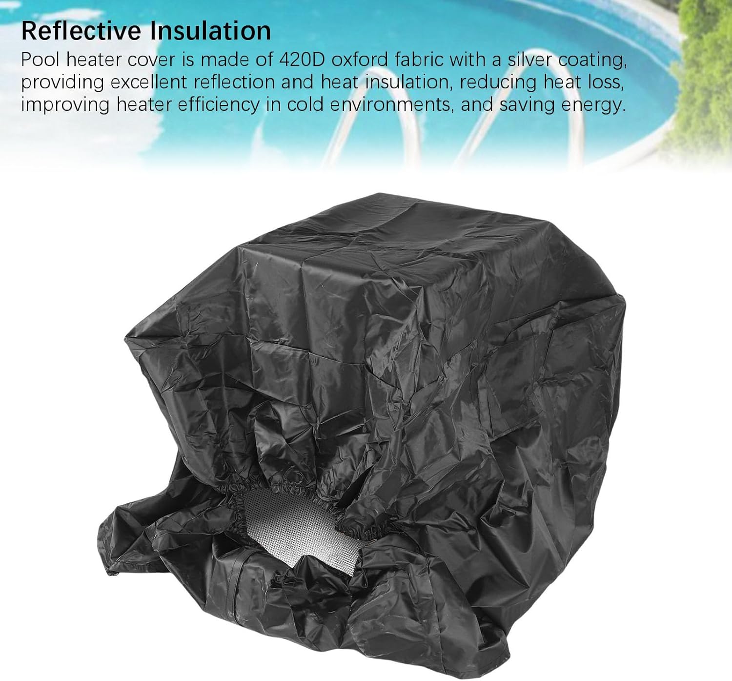 AYNEFY Pool Heater Cover, Pool Heater Winter Covers Oxford Fabric with a Silver Coating Reflective Insulation Equipment Cover for Winter Storage and Summer Sunproof Needs