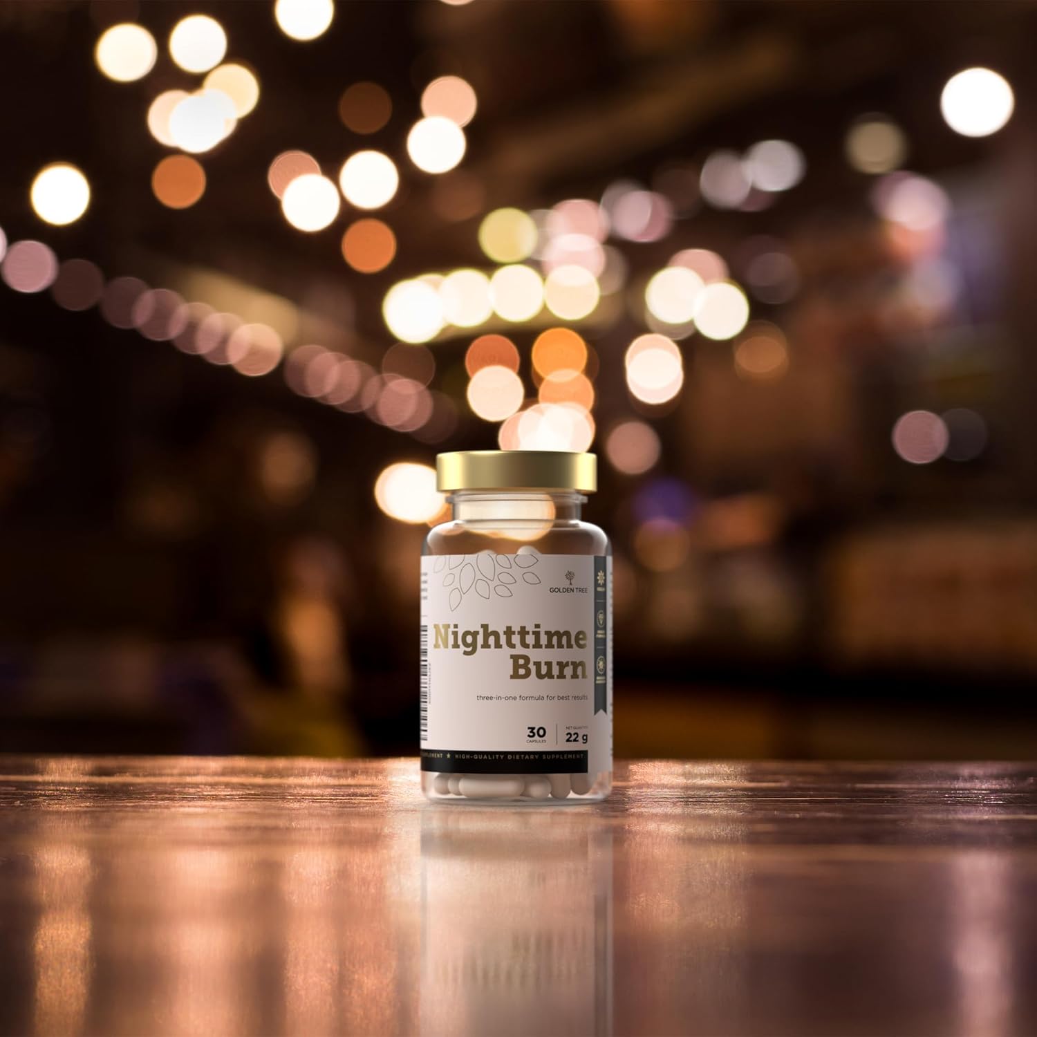 Golden Tree Nighttime Burn Capsules for Women & Men – with L-Carnitine, Neopuntia, Valerian Root, Niacin, Vitamin B6 – Caffeine-Free Thermogenic Supplement, 30 Capsules