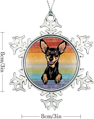 Miniatura 46 de Presa Canario Tree Decoration Ornament - Christmas Snowflake Ornament - Dog Lover Mom Gift Peeking Dog Snowflake Metal Ornaments for Xmas Tree LGBTQ