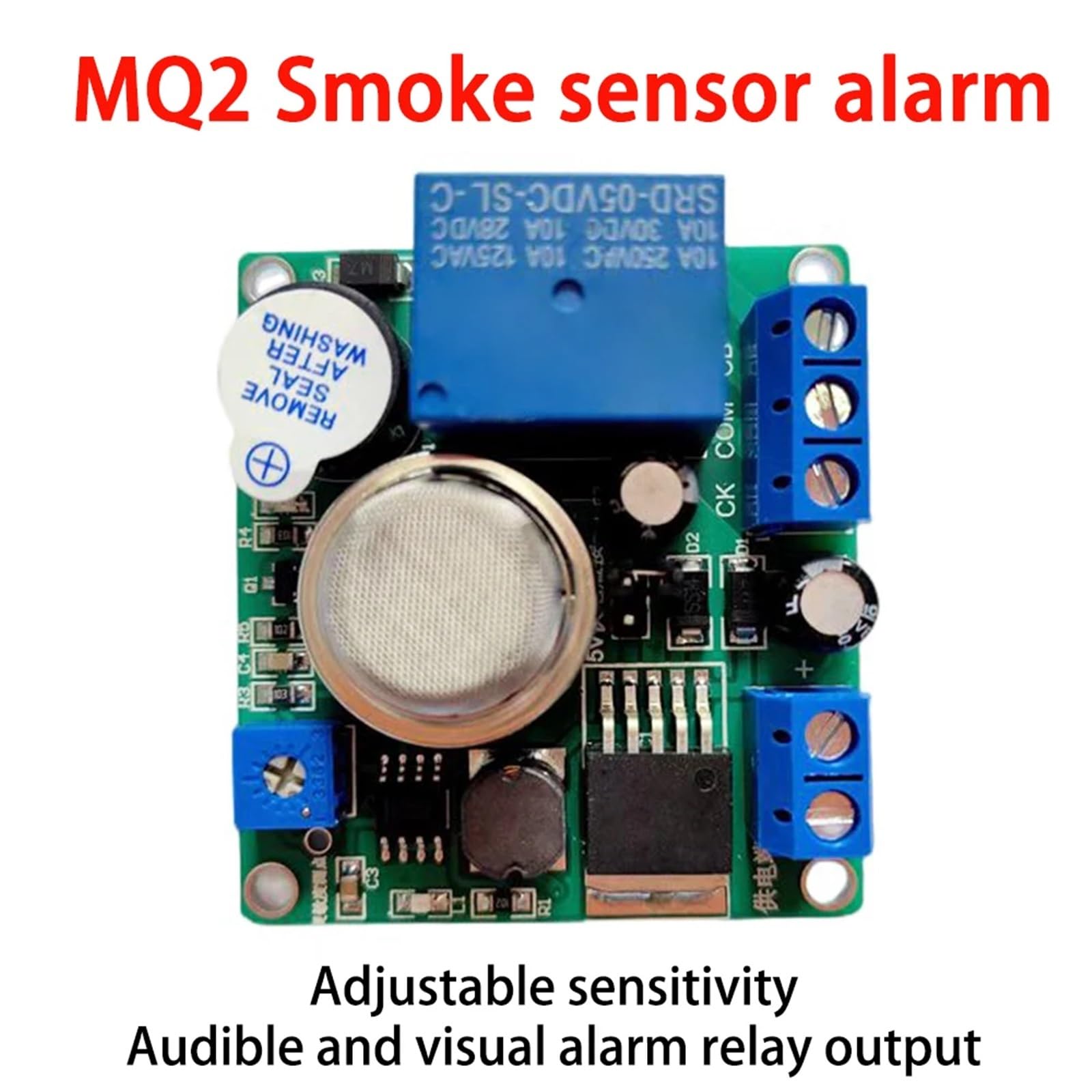 12 V 24 V MQ-2 czujnik dymu, alarm, przełącznik przekaźnikowy, kontroler DC 5-30 V, 1 szt